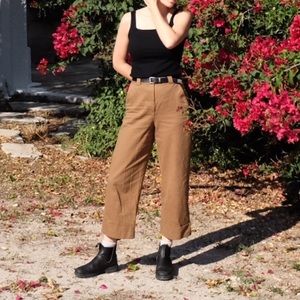 H&M wide leg cropped dark khaki pants